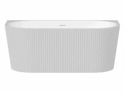 Sale Shower & Design Bañera semi-exenta estriada de acrílico blanca, 206L, 149 x 75 x 58 cm, ZELINA Blanco