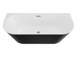 Sale Bañera semi-exenta negra de acrílico, 255L, 180 x 75 x 58 cm, DIVINA Bañera Semi Exenta