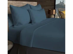 New Soleil d'ocre Bajera ajustable de algodón 57 hilos 90x200 cm LISO Azul