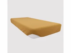 Online Bajera ajustable de algodón 90x190 cm JERSEY mostaza Sábana Bajera