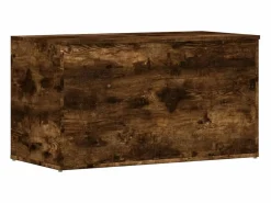 vidaxl Baúl almacenaje madera contrachapada roble ahumado 84x42x46 cm