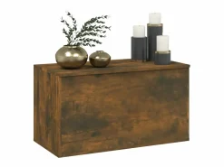 vidaxl Baúl almacenaje madera contrachapada roble ahumado 84x42x46 cm