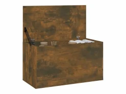 vidaxl Baúl almacenaje madera contrachapada roble ahumado 84x42x46 cm