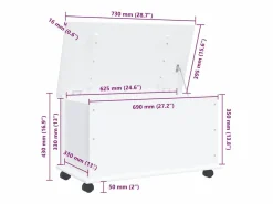 vidaxl Baúl almacenaje ruedas ALTA madera maciza 73x39,5x43 cm