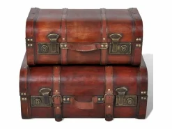 Discount Baúl cofre de madera vintage marrón 2 unidades Baúl Y Arcón
