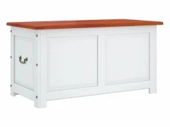 vidaxl Baúl de almacenaje con tapa madera de acacia marrón y Blanco