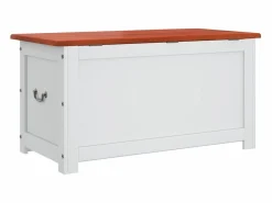 vidaxl Baúl de almacenaje con tapa madera de acacia marrón y Blanco
