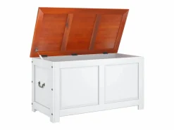vidaxl Baúl de almacenaje con tapa madera de acacia marrón y Blanco
