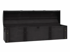vidaxl Baúl de almacenaje estilo vintage madera maciza 120x30x40 cm Negro