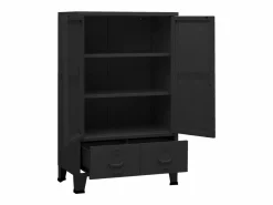 Hot vidaxl Baúl de almacenaje industrial metal 70x40x115 cm Negro