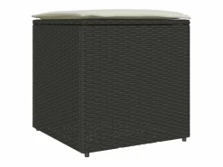 Clearance Baúl de almacenaje 50x50x50 cm en ratán sintético Negro