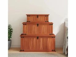 vidaxl Baúl de almacenamiento 3 piezas de madera maciza de acacia