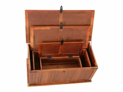 vidaxl Baúl de almacenamiento 3 piezas de madera maciza de acacia