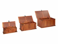 vidaxl Baúl de almacenamiento 3 piezas de madera maciza de acacia