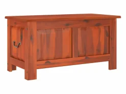 Baúl de almacenamiento con tapa madera maciza de acacia marrón ES991323 Marru00f3n