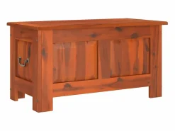 Clearance Baúl de almacenamiento con tapa madera maciza de acacia marrón ES387578 Baúl Y Arcón
