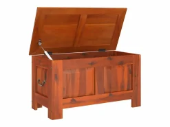 Clearance Baúl de almacenamiento con tapa madera maciza de acacia marrón Baúl Y Arcón