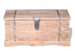 vidaxl Baúl de almacenamiento de madera de acacia