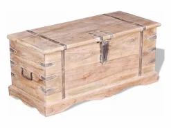 vidaxl Baúl de almacenamiento de madera de acacia