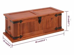 Online vidaxl Baúl de almacenamiento de madera maciza de acacia 60x25x22 cm Color natural claro