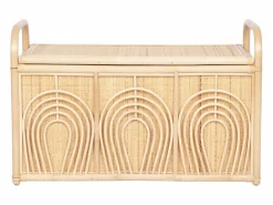 OZAIA Baúl de almacenamiento de mimbre trenzado, An.91 x P. 48 x Al. 58 cm, Natural, LUMORA