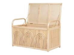 OZAIA Baúl de almacenamiento de mimbre trenzado, An.91 x P. 48 x Al. 58 cm, Natural, LUMORA