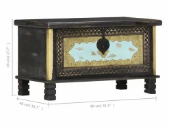 Hot Baúl de almacenamiento madera de mango 80x40x45 cm Baúl Y Arcón
