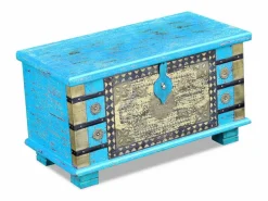 Online vidaxl Baúl de almacenamiento madera de mango 80x40x45 cm Azul