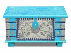 Online vidaxl Baúl de almacenamiento madera de mango 80x40x45 cm Azul