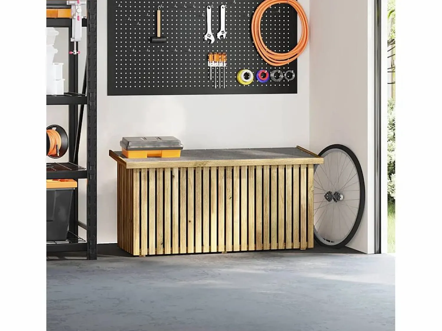 Online Baúl de Almacenamiento 119x44x58,5 cm Madera de Pino Tratado Armario De Jardín