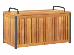 vidaxl Baúl de cojines de jardín acacia maciza y acero 85x45x45/53 cm