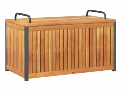 vidaxl Baúl de cojines de jardín acacia maciza y acero 85x45x45/53 cm