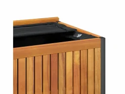 vidaxl Baúl de cojines de jardín acacia maciza y acero 85x45x45/53 cm
