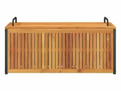 Discount Baúl de cojines de jardín acacia maciza y acero 110x45x42/53 cm Baúl De Jardín