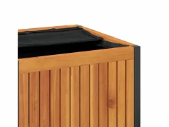 Discount Baúl de cojines de jardín acacia maciza y acero 110x45x42/53 cm Baúl De Jardín