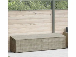 Baúl de jardín claro 220x50x58 cm ratán
