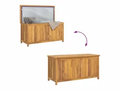 New Baúl de jardín madera maciza de teca 114x50x58 cm Baúl De Jardín