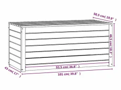 vidaxl Baúl de jardín madera maciza de pino 101x50,5x46,5 cm