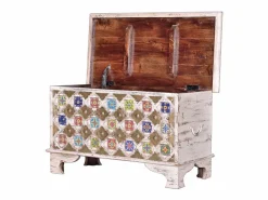 Sale Giner y colomer Baúl madera de mango detalles en cerámica y bronce Blanco