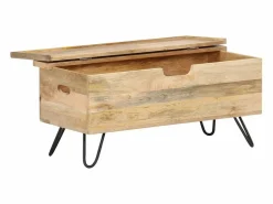 vidaxl Baúl madera maciza de mango 90x40x45 cm