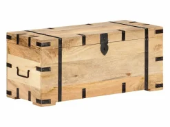 Outlet Baúl madera maciza de mango 90x40x40 cm Baúl Y Arcón