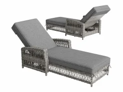 Discount Balancín Ajustable en 4 Posiciones para Terraza en ratán Resistente a la Intemperie y a la Corrosión, 2 plazas, Tumbona