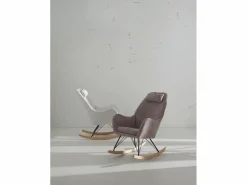 Sale Balancín tapizado en chenilla blanca Sillón Balancín|Sillón Escandinavo