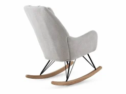Sale Balancín tapizado en chenilla blanca Sillón Balancín|Sillón Escandinavo