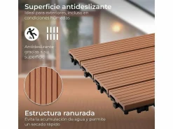 Baldosas de exterior – madera composite WPC, antideslizantes, set de 6 (1.08 m²)