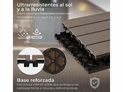 Baldosas de exterior – madera composite WPC, antideslizantes, set de 6 (1.08 m²) – Yoevu