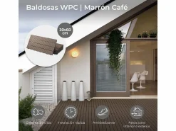 Baldosas de exterior – madera composite WPC, antideslizantes, set de 6 (1.08 m²) – Yoevu