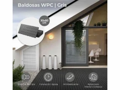 Best Baldosas de exterior – madera composite WPC, antideslizantes, set de 6 (1.08 m²) – Yoevu Terraza