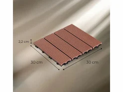 Discount Baldosas de exterior – set de 11 piezas (1 m²), composite WPC antideslizante 30x30 cm Terracota