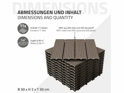 ECD Germany Baldosas de terraza 33xWPC, baldosas de balcón, 30x30cm, marrón oscuro, 3m²